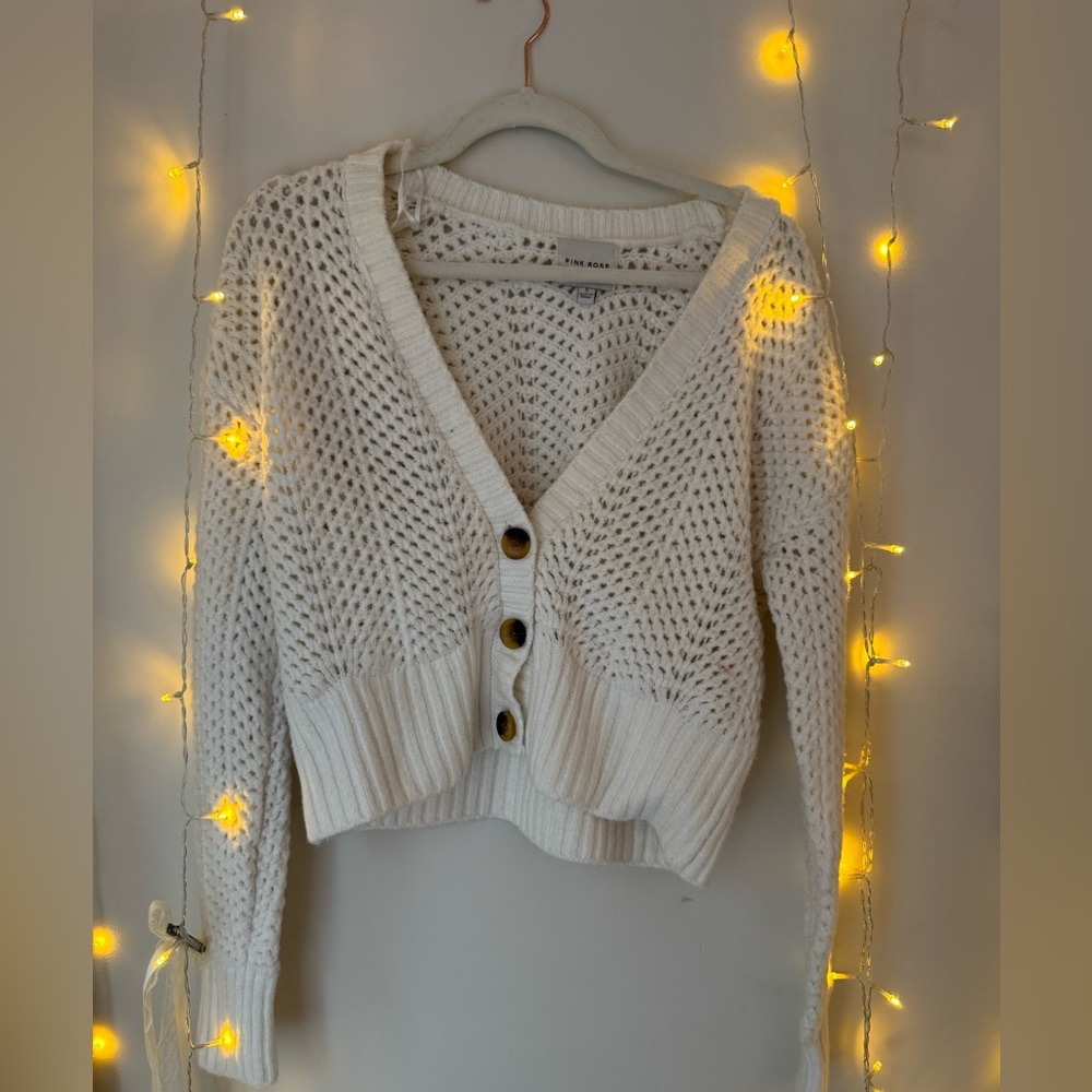 white cropped sweater